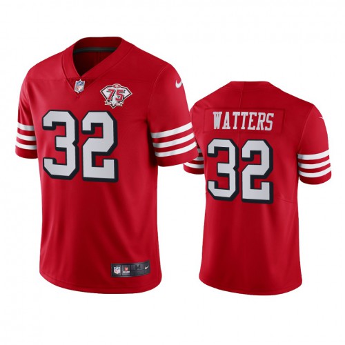 San Francisco 49ers #32 Ricky Watters Red Rush Men's 75th Anniversary Stitched Vapor Untouchable Limited Jersey Men's