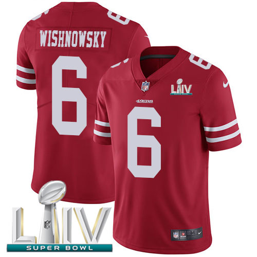 San Francisco 49ers #6 Mitch Wishnowsky Red Super Bowl LIV 2020 Team Color Men's Stitched Vapor Untouchable Limited Jersey Men's