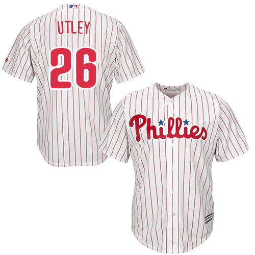 Philadelphia Phillies #26 Chase Utley Stitched White Red Strip Youth Jersey Youth
