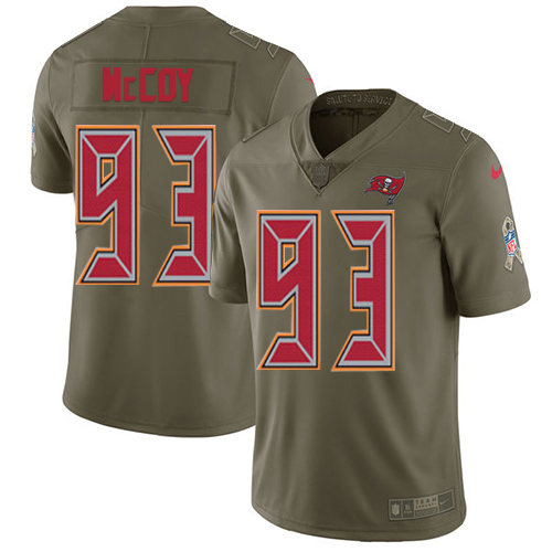 Tampa Bay Buccaneers #93 Gerald McCoy Olive Men's Stitched Limited 2017 Salute to Service Jersey Men's