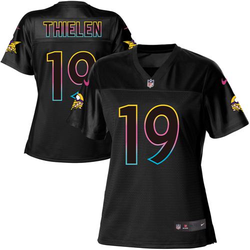 Vikings #19 Adam Thielen Black Women's Fashion Game Jersey