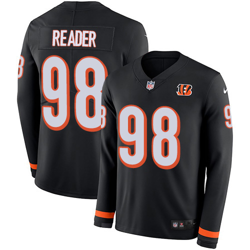 Cincinnati Bengals #98 D.J. Reader Black Team Color Men's Stitched Limited Therma Long Sleeve Jersey Men's