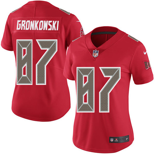Buccaneers #87 Rob Gronkowski Red Women's Stitched Limited Rush Jersey