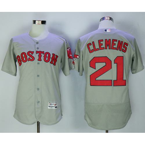 Boston Red Sox #21 Roger Clemens Grey Flexbase Authentic Collection Stitched Jersey Men's