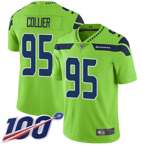 Seattle Seahawks #95 L.J. Collier Green Men's Stitched Limited Rush 100th Season Jersey Men's