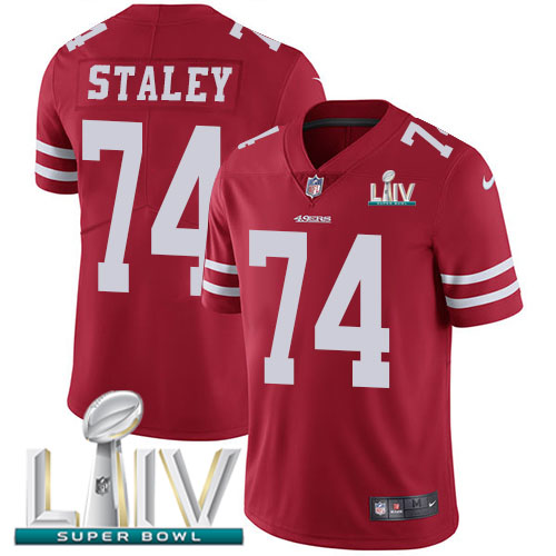 San Francisco 49ers #74 Joe Staley Red Super Bowl LIV 2020 Team Color Youth Stitched Vapor Untouchable Limited Jersey Youth