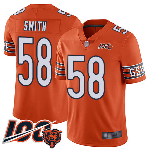 Chicago Bears #58 Roquan Smith Orange Youth Stitched Limited Rush 100th Season Jersey Youth