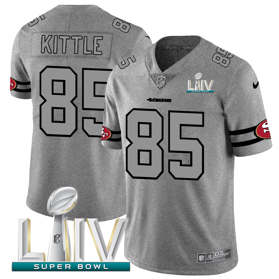 San Francisco 49ers #85 George Kittle Men's Gray Super Bowl LIV 2020 Gridiron II Vapor Untouchable Limited Jersey