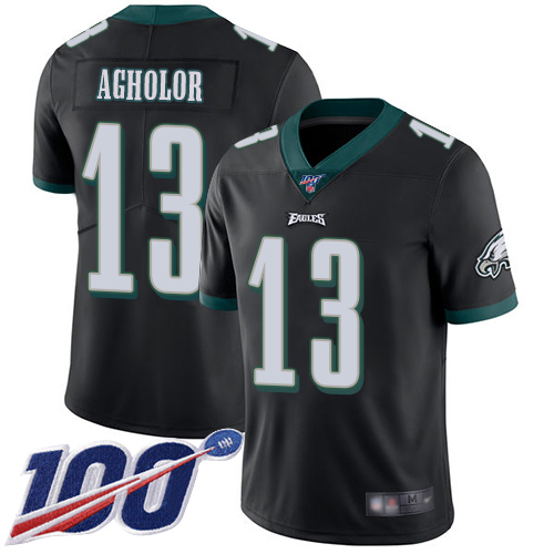 Philadelphia Eagles #13 Nelson Agholor Black Alternate Men's Stitched 100th Season Vapor Limited Jersey Men's