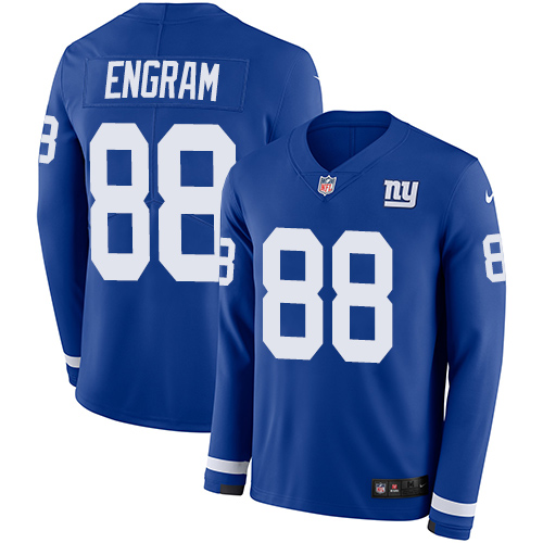 New York Giants #88 Evan Engram Royal Blue Team Color Men's Stitched Limited Therma Long Sleeve Jersey Men's