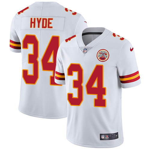 Kansas City Chiefs #34 Carlos Hyde White Men's Stitched Vapor Untouchable Limited Jersey Men's