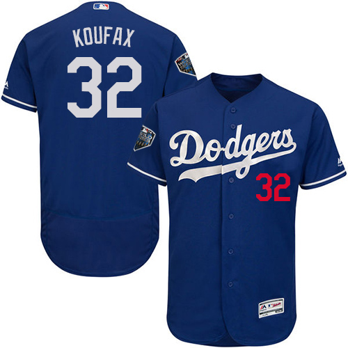 Los Angeles Dodgers #32 Sandy Koufax Blue Flexbase Authentic Collection 2018 World Series Stitched Jersey Men's