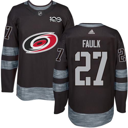 Adidas Carolina Hurricanes #27 Justin Faulk Black 1917-2017 100th Anniversary Stitched Jersey Men's