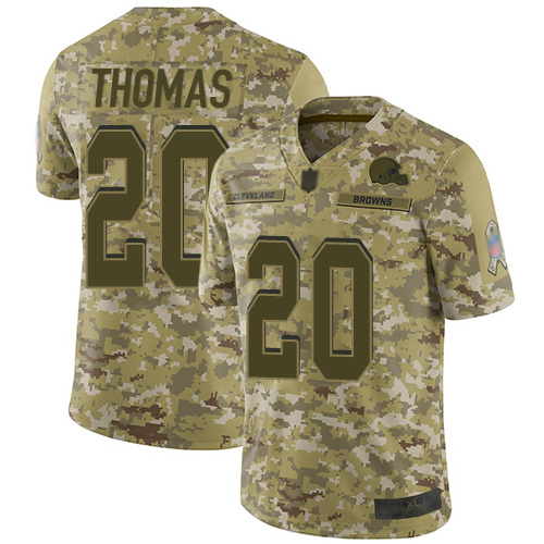 Cleveland Browns #20 Tavierre Thomas Camo Men's Stitched Limited 2018 Salute To Service Jersey Men's