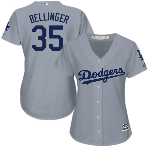 Los Angeles Dodgers #35 Cody Bellinger Grey Alternate Road Women's Stitched Jersey Womens