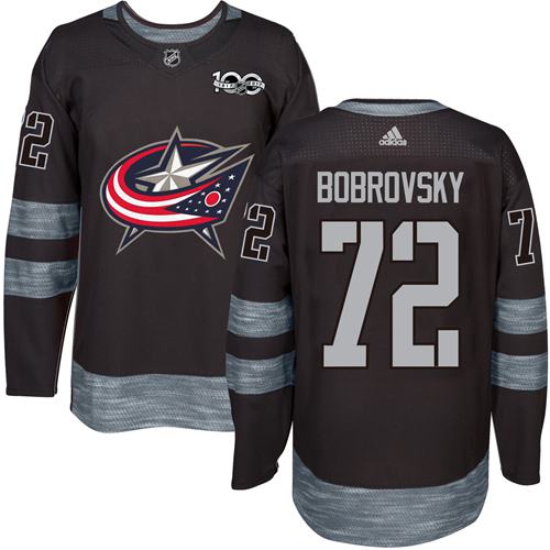 Adidas Columbus Blue Jackets #72 Sergei Bobrovsky Black 1917-2017 100th Anniversary Stitched Jersey Men's