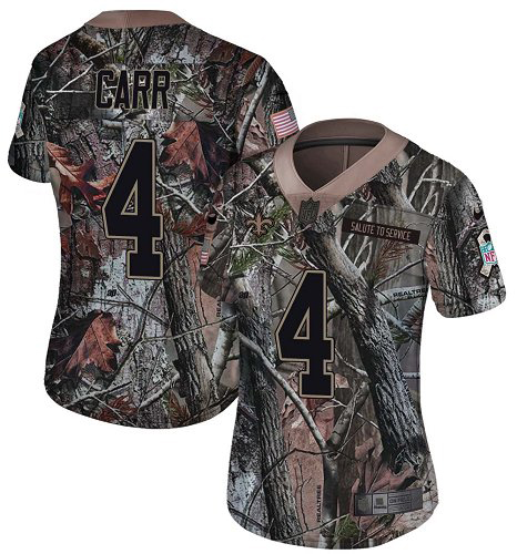 Saints #4 Derek Carr Camo Women's Stitched Limited Rush Realtree Jersey