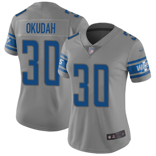 Detroit Lions #30 Jeff Okudah Gray Women's Stitched Limited Inverted Legend Jersey Womens