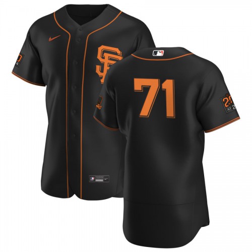 San Francisco San Francisco Giants #71 Tyler Rogers Men's Black Alternate 2020 Authentic 20 at 24 Patch Player Jersey Men's