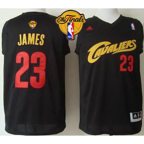 Cleveland Cavaliers #23 LeBron James Black(Red No.) Fashion The Finals Patch Stitched Jersey Mens