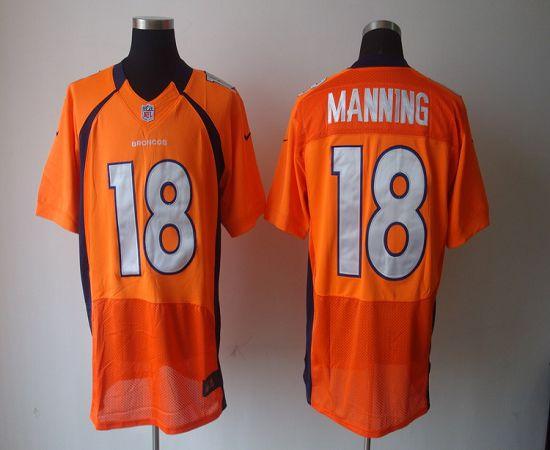 Broncos #18 Peyton Manning Orange Team Color Men's Stitched Elite Jersey