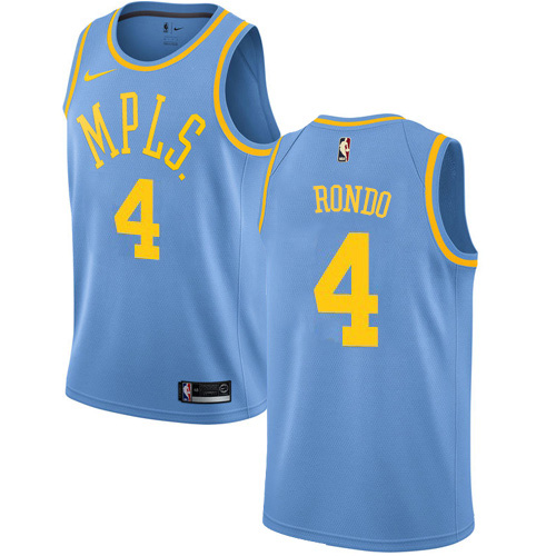 Los Angeles Lakers #4 Rajon Rondo Royal Blue Womens Swingman Hardwood Classics Jersey Womens