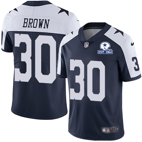 Dallas Cowboys #30 Anthony Brown Navy Blue Thanksgiving Men's Stitched With Established In 1960 Patch Vapor Untouchable Limited Throwback Jersey M