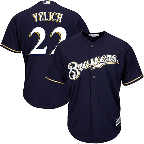 Milwaukee Brewers #22 Christian Yelich Navy blue Cool Base Stitched Youth Jersey Youth