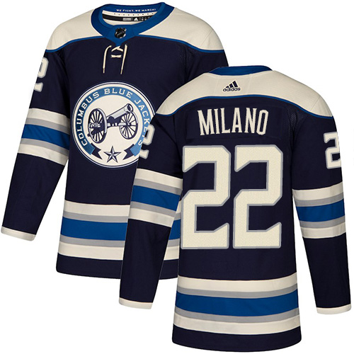 Adidas Columbus Blue Jackets #22 Sonny Milano Navy Blue Alternate Authentic Stitched Jersey Men's