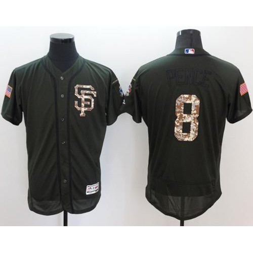San Francisco Giants #8 Hunter Pence Green Flexbase Authentic Collection Salute to Service Stitched Jersey Men's