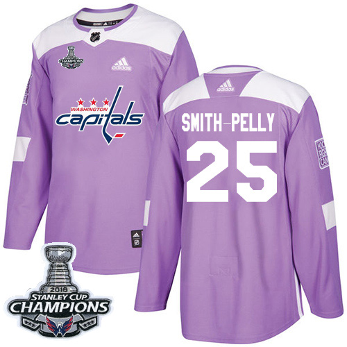 Adidas Washington Capitals #25 Devante Smith-Pelly Purple Authentic Fights Cancer Stanley Cup Final Champions Stitched Jersey Men's