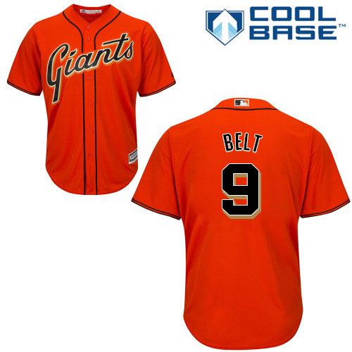 San Francisco Giants #9 Brandon Belt Orange Alternate Cool Base Stitched Youth Jersey Youth