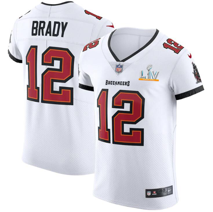 Tampa Bay Buccaneers #12 Tom Brady Men's Super Bowl LV Bound White Vapor Elite Jersey