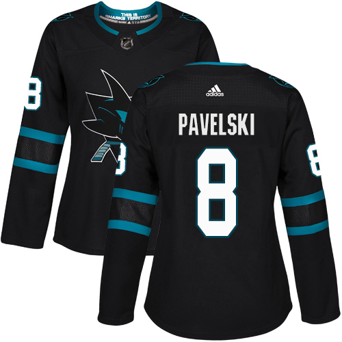 Adidas San Jose Sharks #8 Joe Pavelski Black Alternate Authentic Women's Stitched Jersey Womens
