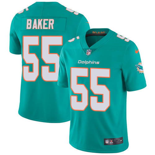 Miami Dolphins #55 Jerome Baker Aqua Green Team Color Men's Stitched Vapor Untouchable Limited Jersey Men's