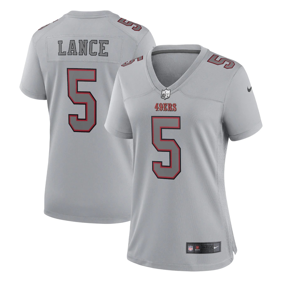 San Francisco 49ers #5 Trey Lance Women's Gray Atmosphere Fashion Game Jersey