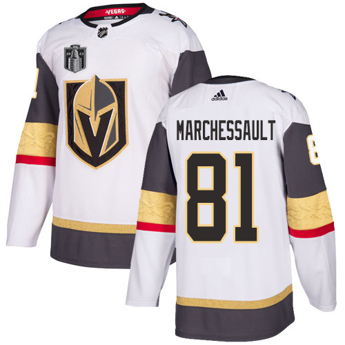 Adidas Golden Knights #81 Jonathan Marchessault White Road 2023 Stanley Cup Final Patch Authentic Stitched Jersey