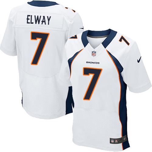 Broncos #7 John Elway White Men's Stitched Elite Jersey