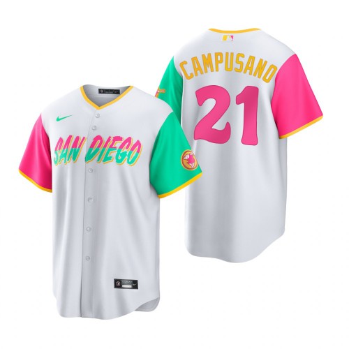 San Diego San Diego Padres #21 Luis Campusano 2022 City Connect Men's Games Jersey - White Men's