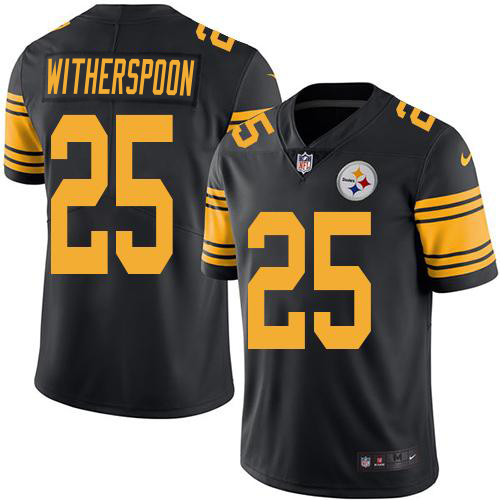 Steelers #25 Ahkello Witherspoon Black Youth Stitched Limited Rush Jersey