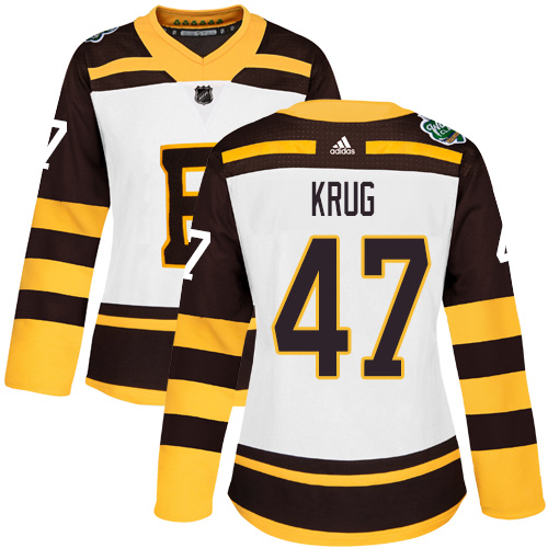 Adidas Boston Bruins #47 Torey Krug White Authentic 2019 Winter Classic Women's Stitched Jersey Womens