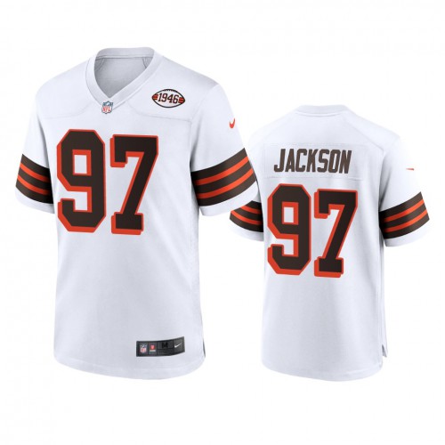 Men's Cleveland Browns #97 Malik Jackson 1946 Collection Alternate Game Limited Jersey - White Men's
