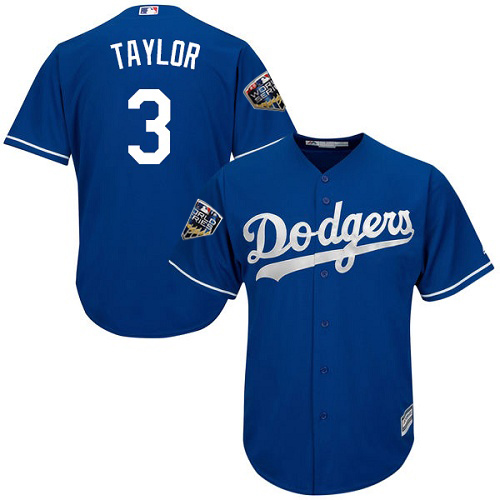 Los Angeles Dodgers #3 Chris Taylor Blue Cool Base 2018 World Series Stitched Youth Jersey Youth