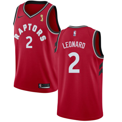 Toronto Raptors #2 Kawhi Leonard Red 2019 Finals Champions Swingman Icon Edition Jersey Mens