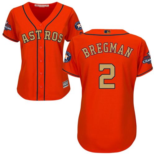 Houston Astros #2 Alex Bregman Orange 2018 Gold Program Cool Base Women's Stitched Jersey Womens