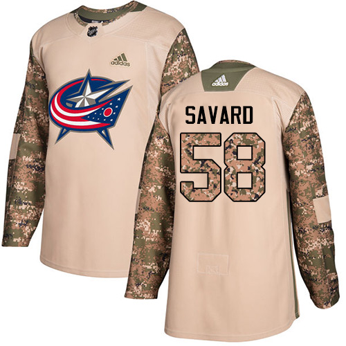 Adidas Columbus Blue Jackets #58 David Savard Camo Authentic 2017 Veterans Day Stitched Jersey Men's