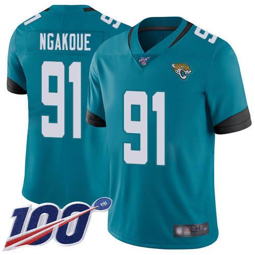 Jacksonville Jaguars #91 Yannick Ngakoue Teal Green Alternate Men's Stitched 100th Season Vapor Limited Jersey Men's