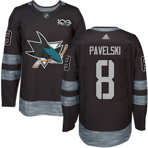 Adidas San Jose Sharks #8 Joe Pavelski Black 1917-2017 100th Anniversary Stitched Jersey Men's