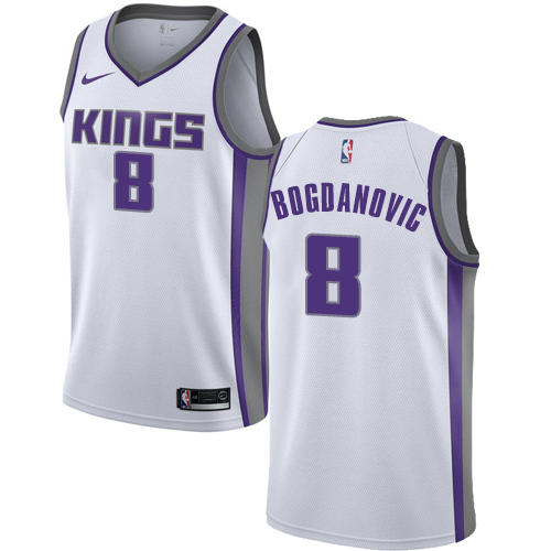Sacramento Kings #8 Bogdan Bogdanovic White Swingman Association Edition Jersey Mens