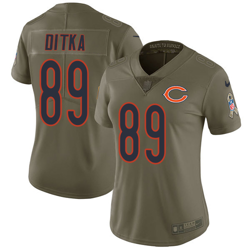 Bears #89 Mike Ditka Olive Women's Stitched Limited 2017 Salute To Service Jersey